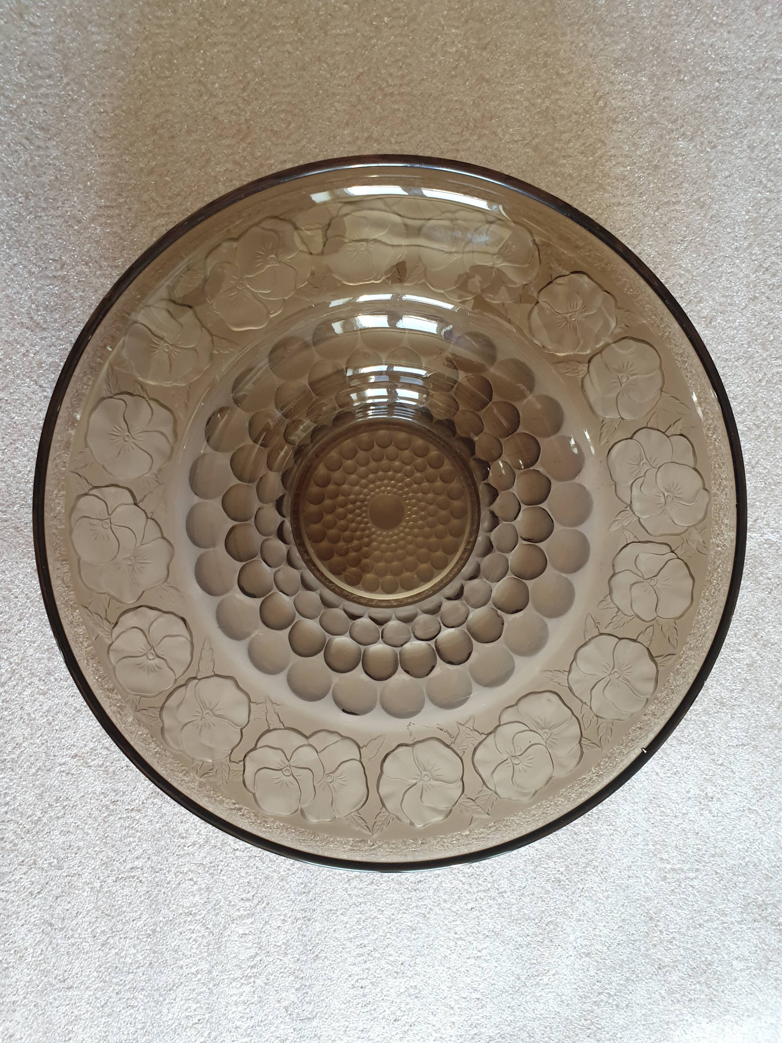 Art Deco fruit bowl circa 1930 in brown smoked glass