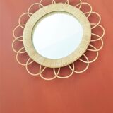 Miroir soleil en rotin
