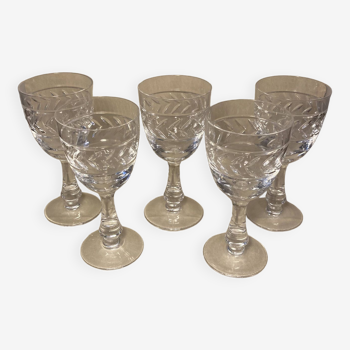 5 Sèvres crystal glasses, vintage