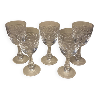 5 verres en cristal de Sèvres, vintage