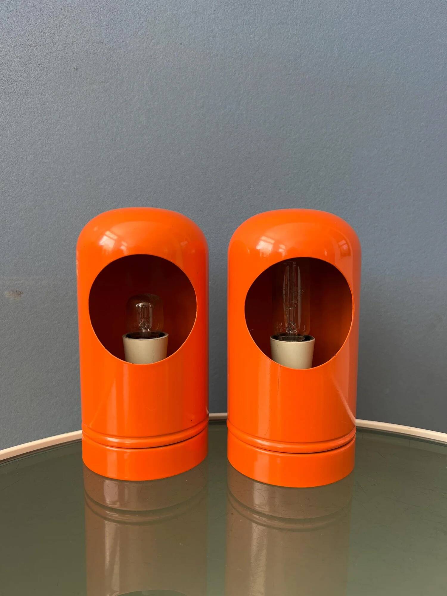 Set (2) of vintage orange table lamps