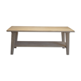 Massive oak bench with compass feet