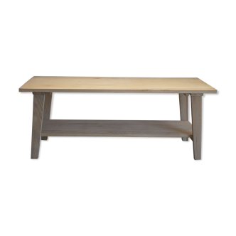 Massive oak bench with compass feet