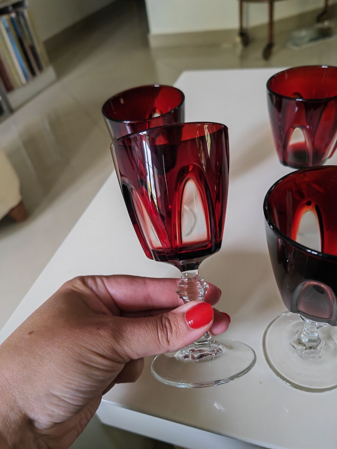 6 gothic red wine glasses