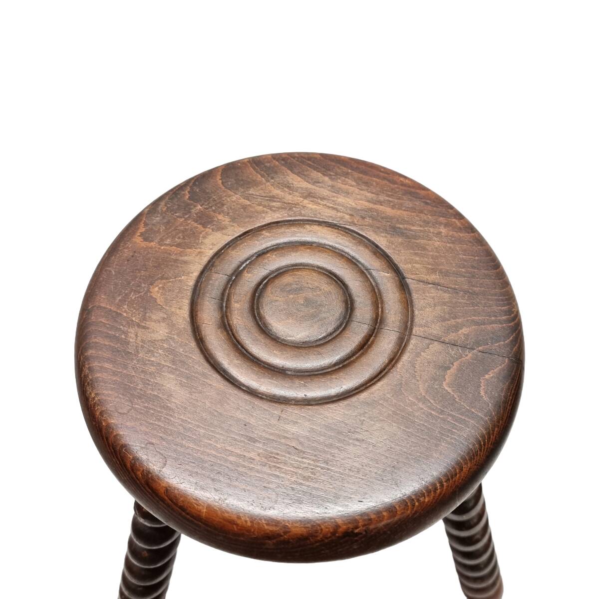 Vintage French Beech Tripod Stool style  Dudouyt, 1940s.