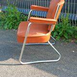 Vintage leatherette and chrome armchair