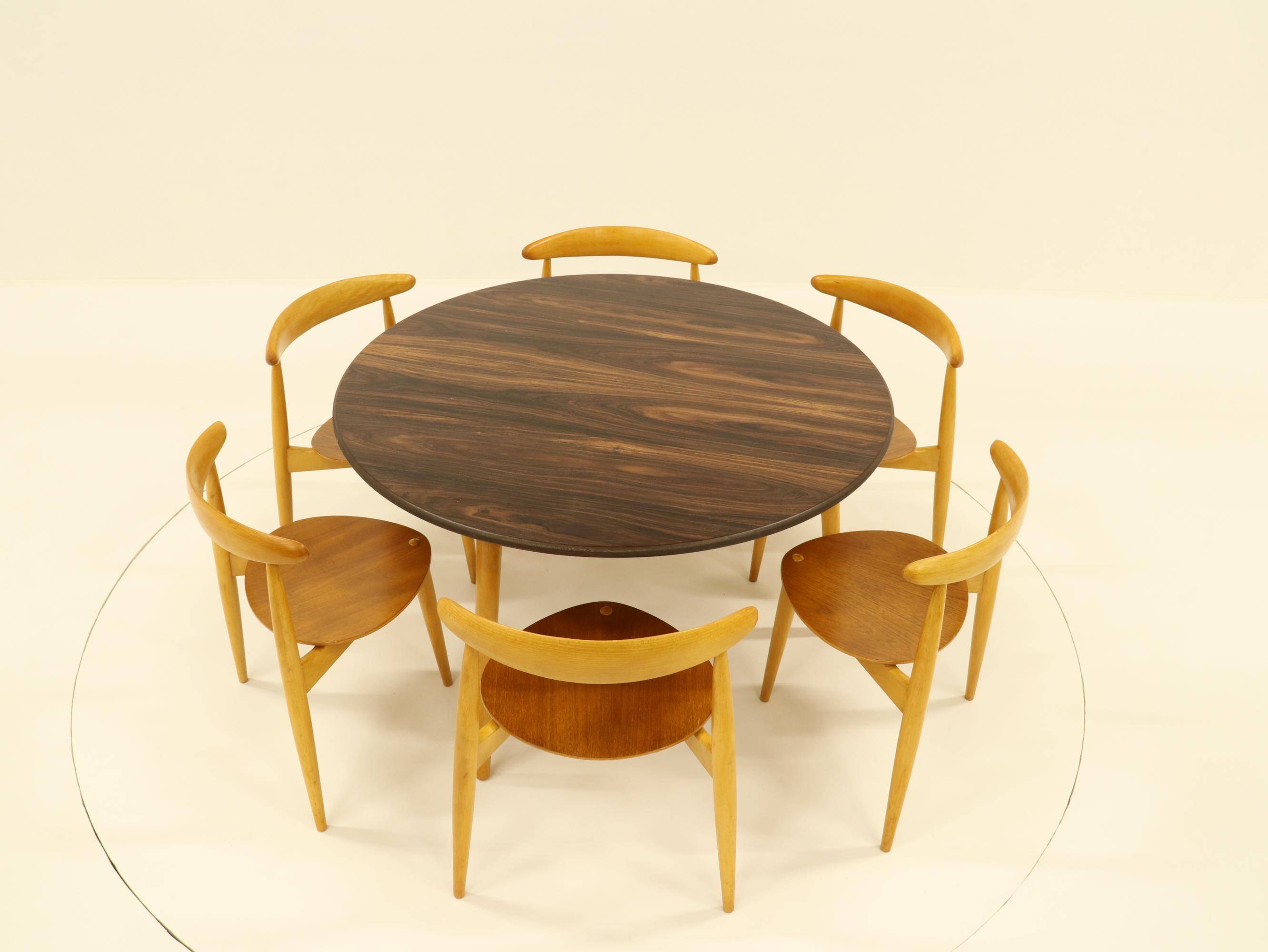 Heart dining set, designed by Hans Wegner for Fitz Hansen,  Denmark 1960s