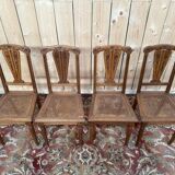 Suite de 4 chaises époque Art Déco en cannage