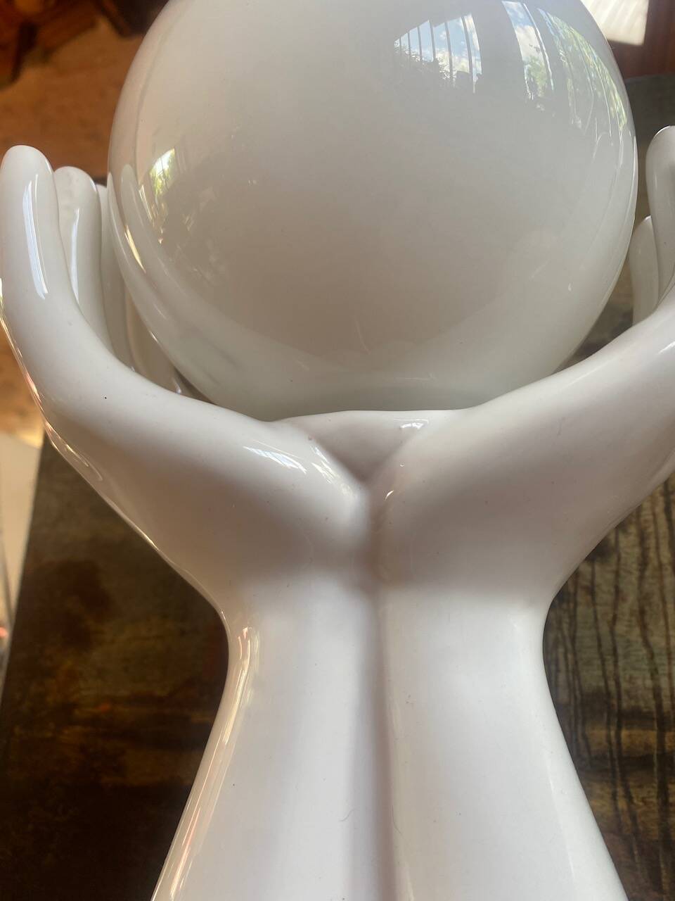 vintage ceramic and opaline hand lamp