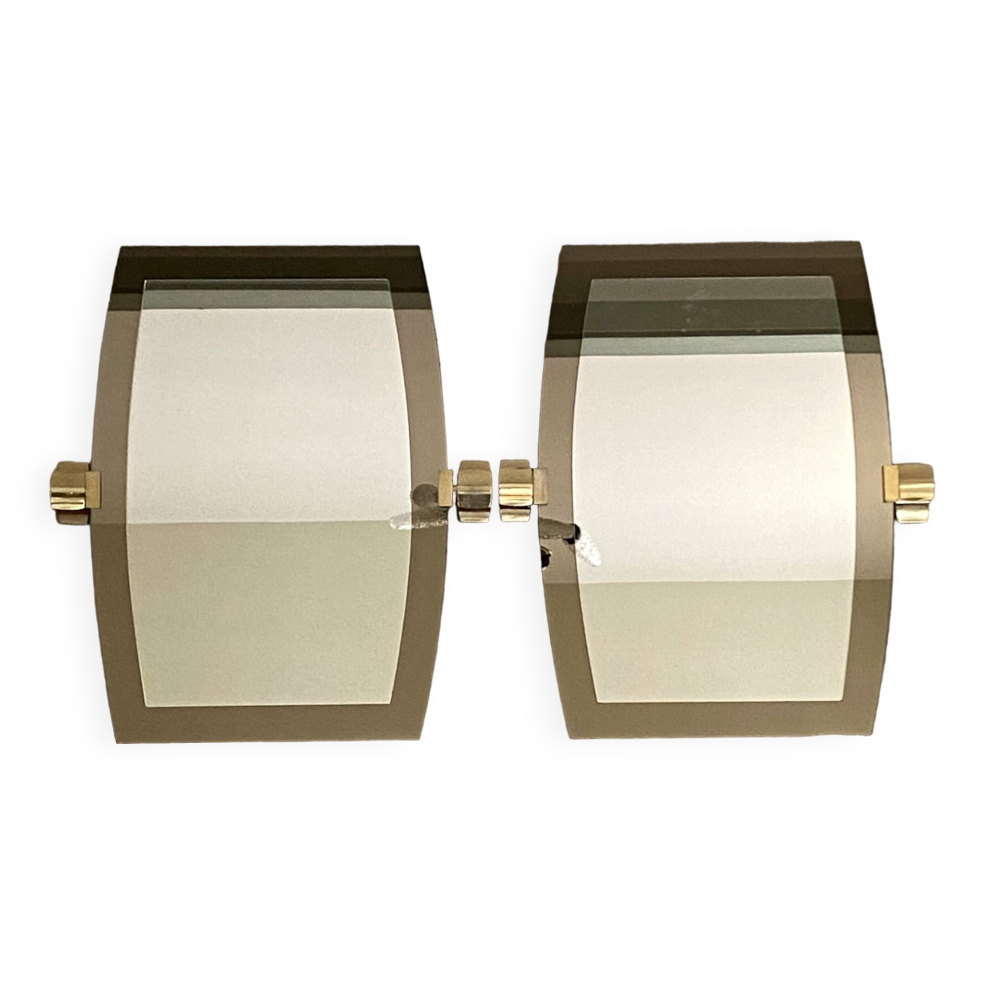 2 large two-tone mirrors Italy 1960 1970 Veca vintage two-tone