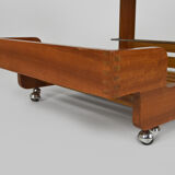 Scandinavian teak serving table with mirror tray, 70s