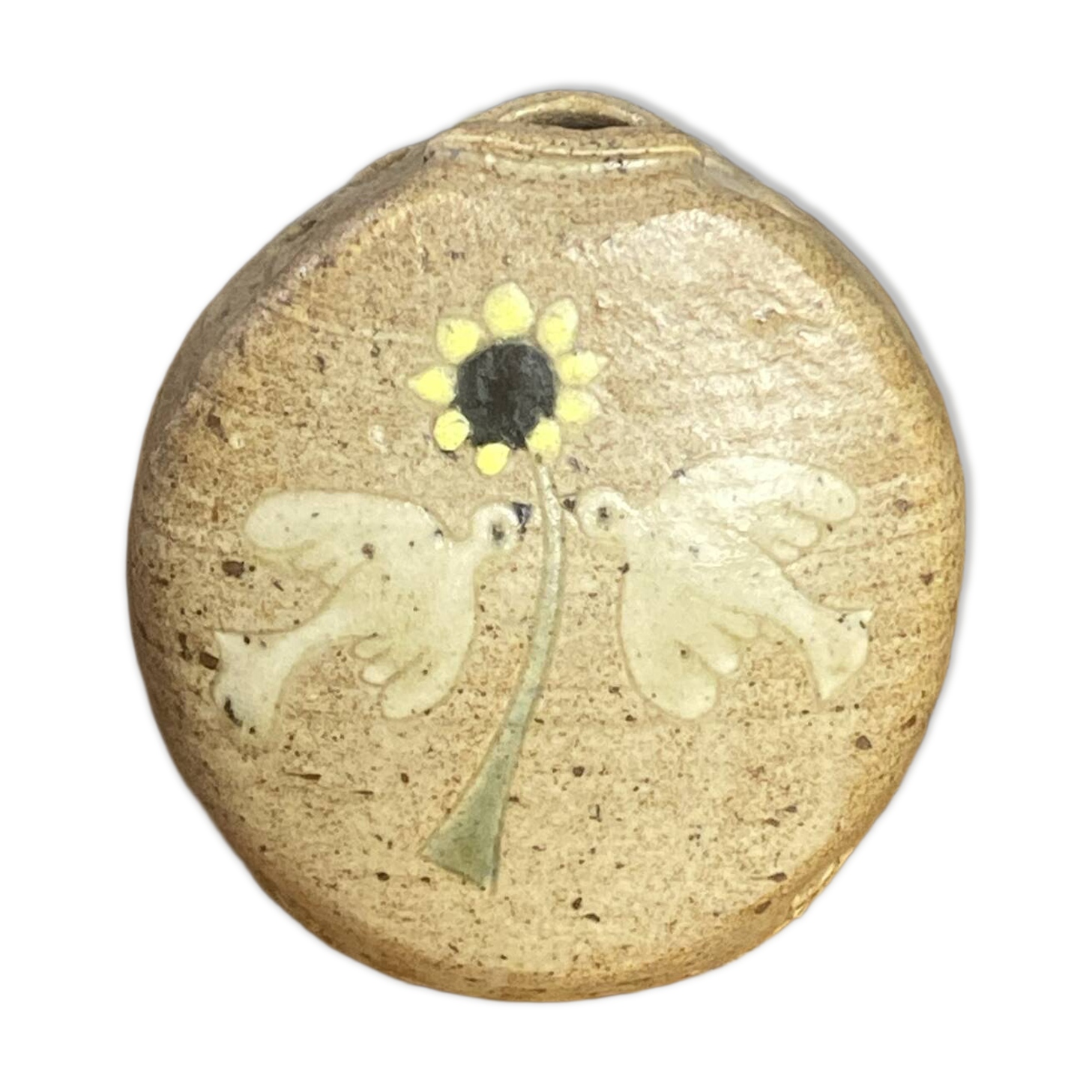 Glazed and decorated stoneware flower holder