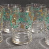 Vintage water glasses set of six with bird design from the 60s-70s.