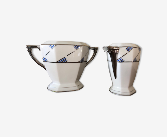 Pot à lait et sucrier porcelaine de Limoges art déco