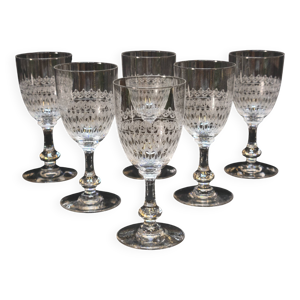6 Anciens verres A Vin - cristal baccarat