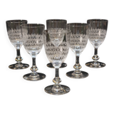6 Antique Baccarat Crystal Engraved Wine/Port Glasses