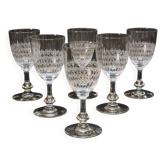 6 Anciens Verres A Vin / Porto En Cristal De Baccarat Gravé