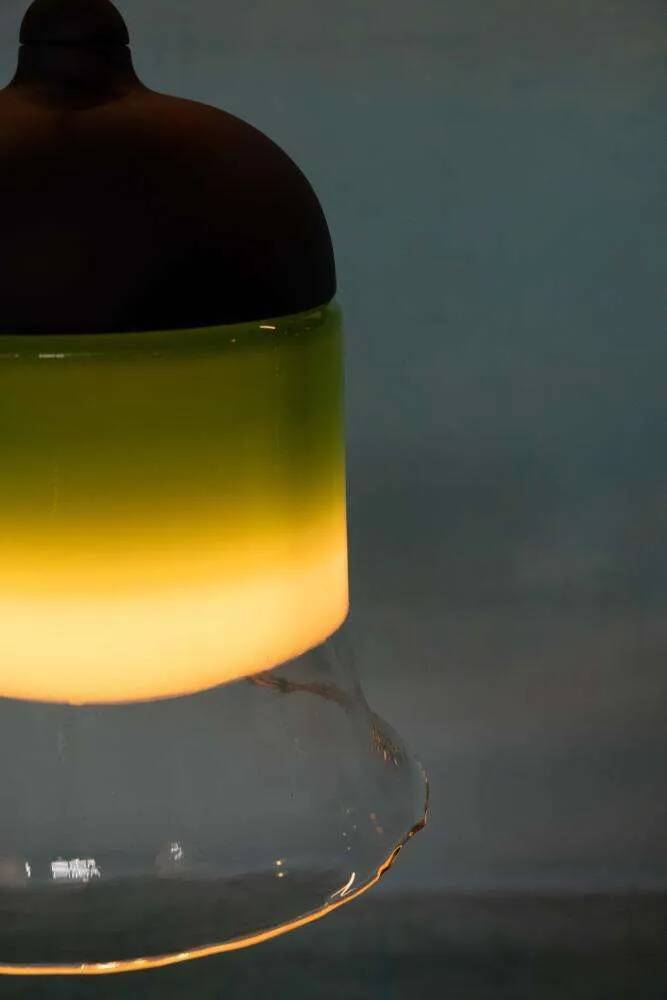 Minimalist glass pendant light Peil & Putzler from the space age