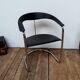 Fauteuil vintage métal chromé et cuir design italien