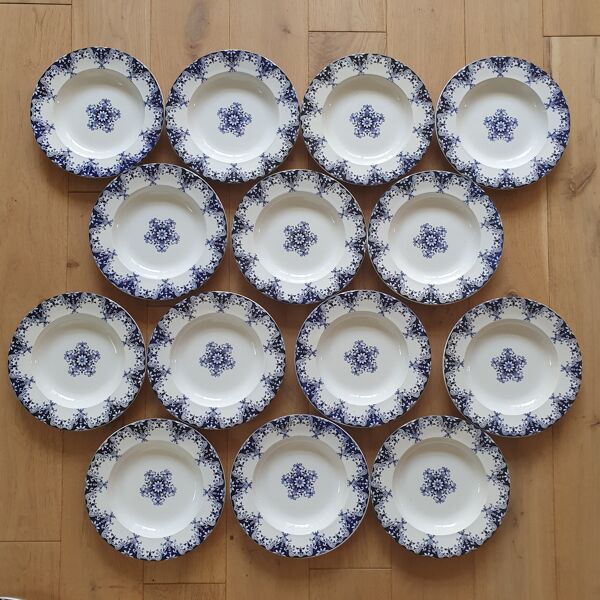 14 assiettes creuses Terre de Fer Jules vieillard Bordeaux Rouen