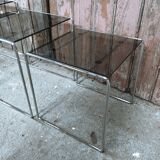 Vintage chrome and smoked glass nesting table