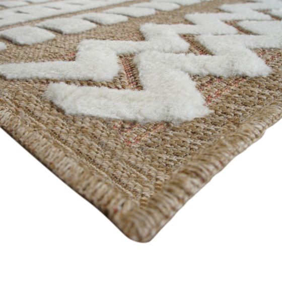 Contemporary geometric beige jute rug 120x160 cm