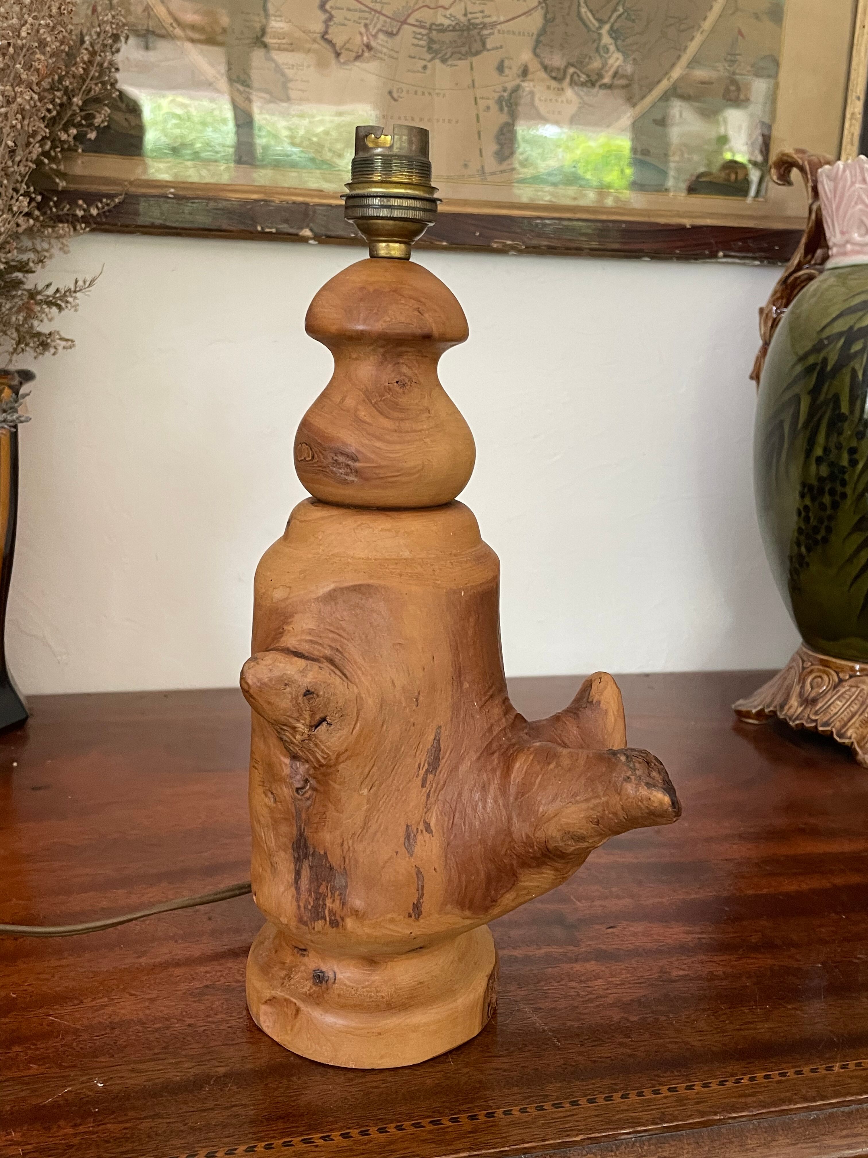 Lamp foot made of vintage olive wood