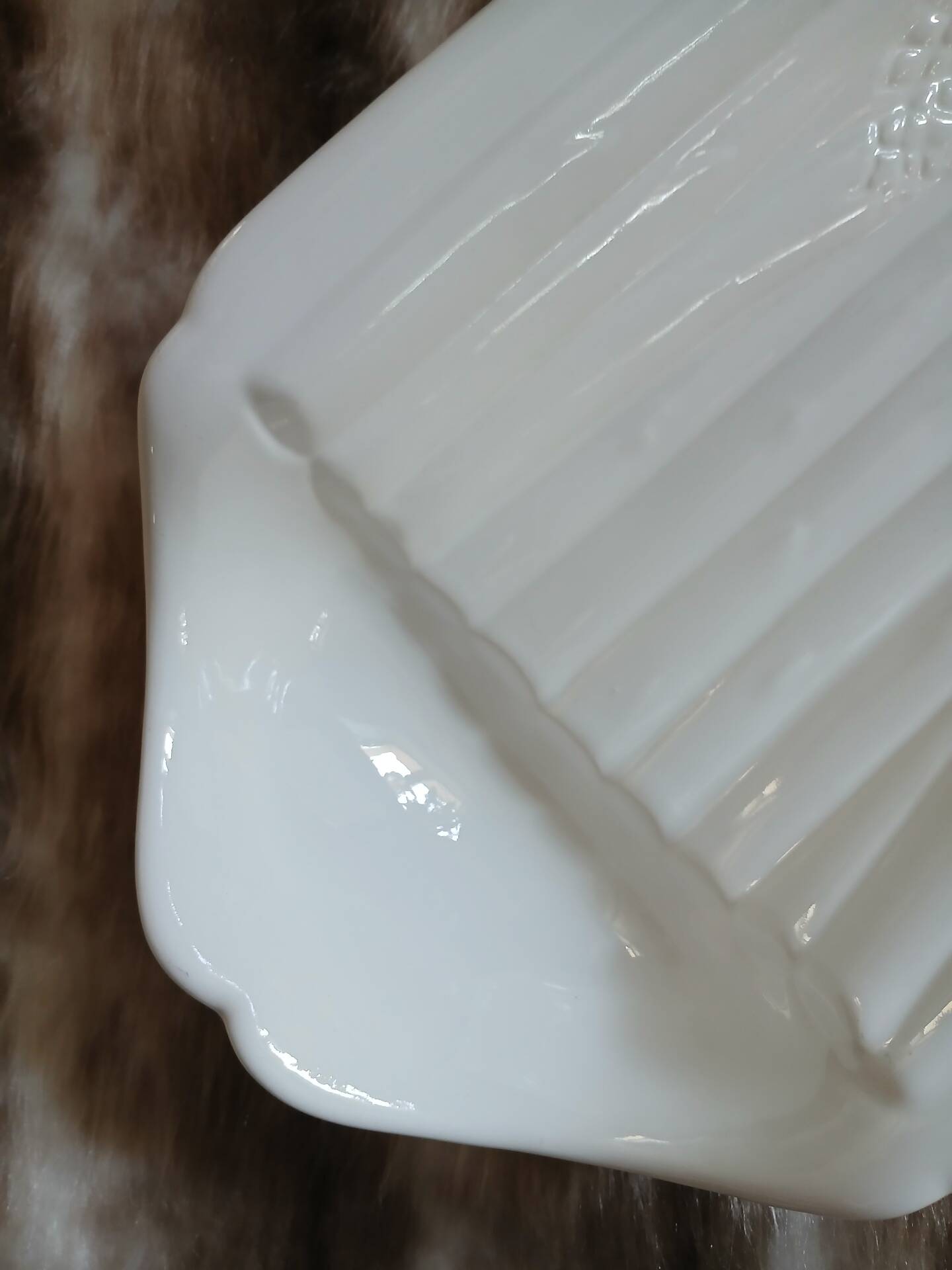 Old plate in slipware/asparagus