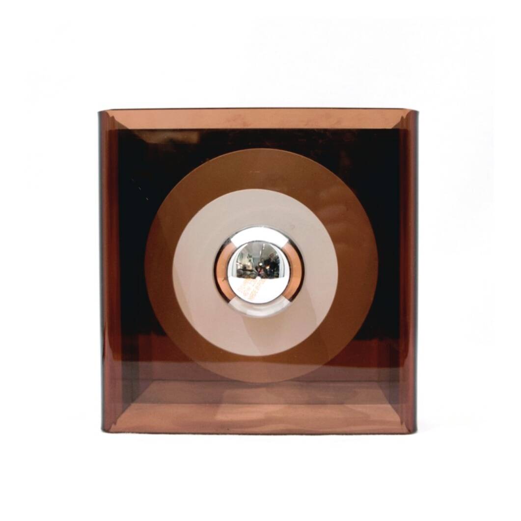 chrome metal and plexiglass wall light, Disco model by Jocelyne Trocmé, design 1970.