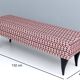 Pair of Benches with Red Patterned Fabric Upholstery, Italy