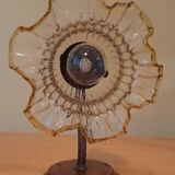 Wall lamp brass gooseneck, tulip glass, vintage