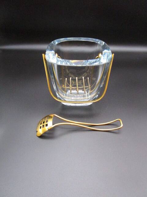 Vintage crystal and gold metal ice bucket