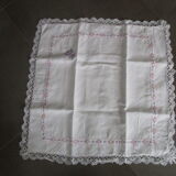 Taie d'oreiller ancienne brodée et monogrammée en coton :70x70cm