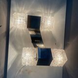 Appliques chromées en verre de cristal du milieu du siècle, ensemble de 4