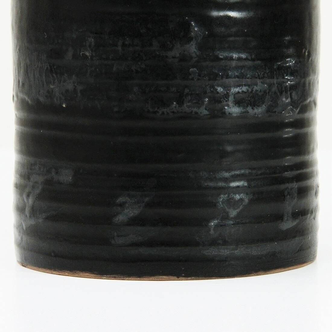 Black ceramic vase from mid-century Italian, 1960s.