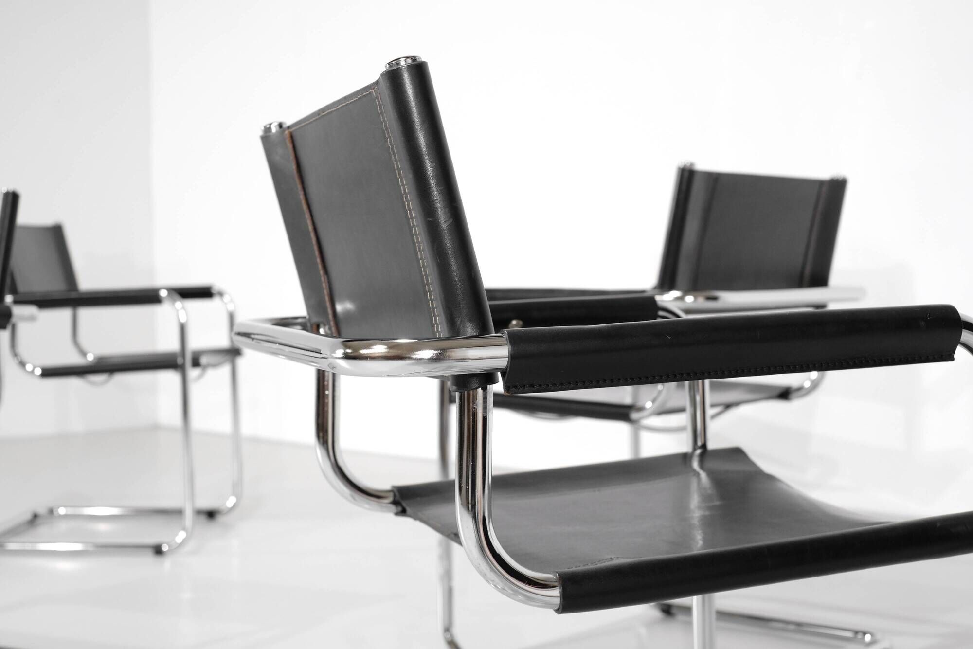 "S34" chairs by Mart Stam and Marcel Breuer for Fasem, Italy 1980s.