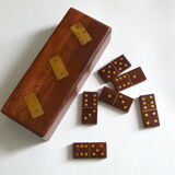 Box of brass and rosewood dominoes