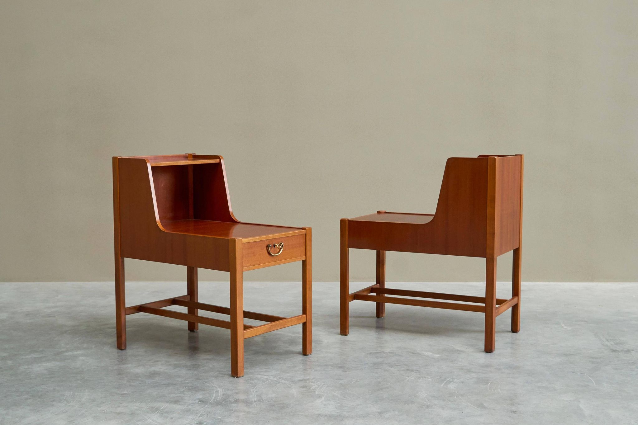 Pair of bedside tables by Nordiska Kompaniet in teak, 1952, by David Rosén.