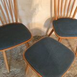 Set of 2 chairs with bars and a stool vintage compass feet 1960's