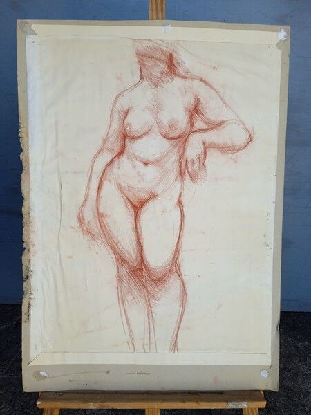Drawing sanguine study nude female 67/50cm 1950