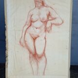 Drawing sanguine study nude female 67/50cm 1950