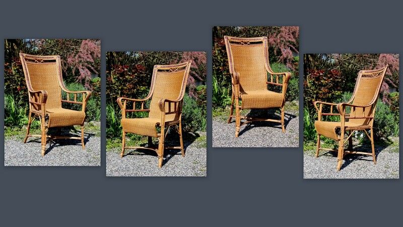 Garden rattan armchair or veranda from the 50s