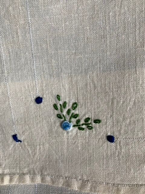 Vintage embroidered tea tablecloth