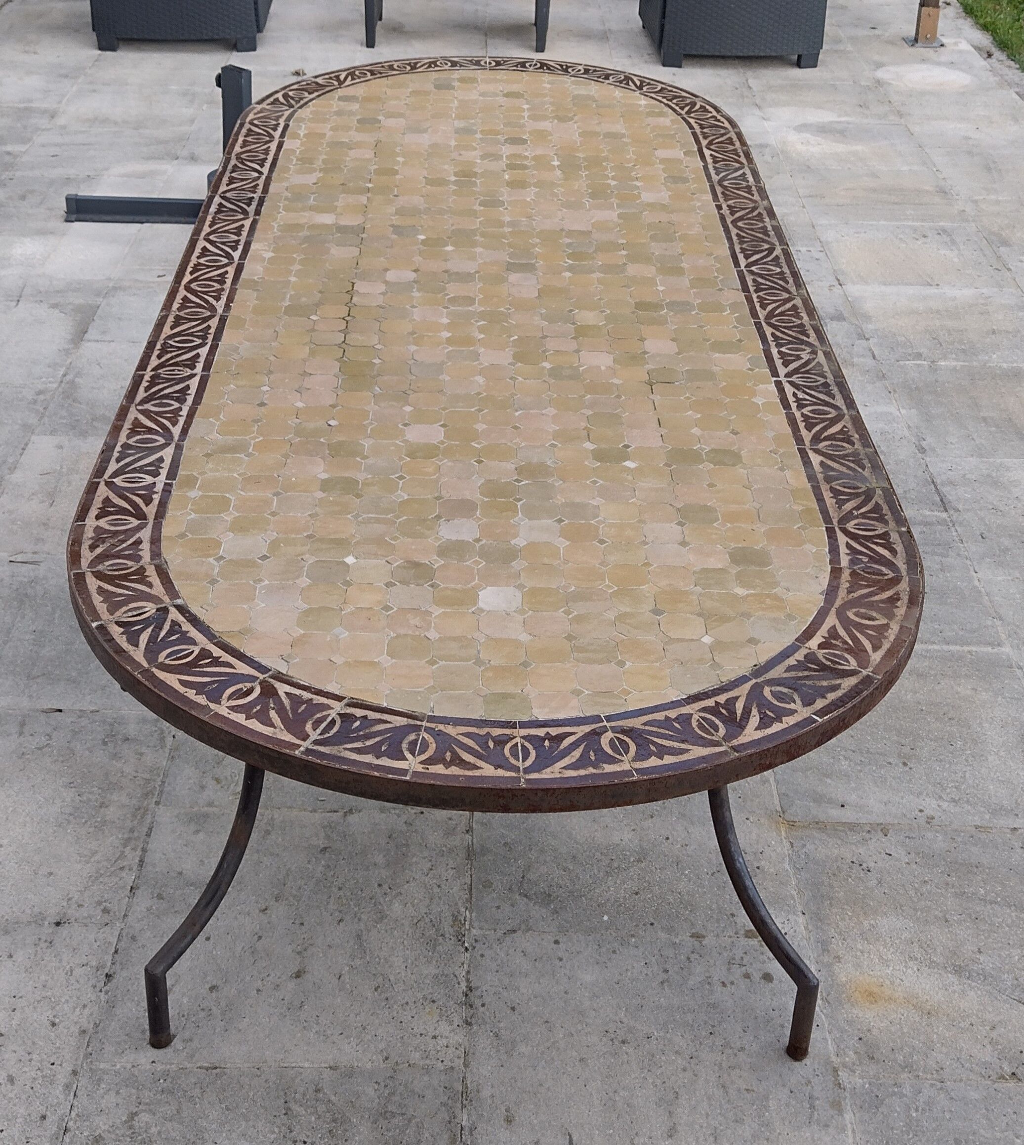 Zellige table in Moroccan mosaic
