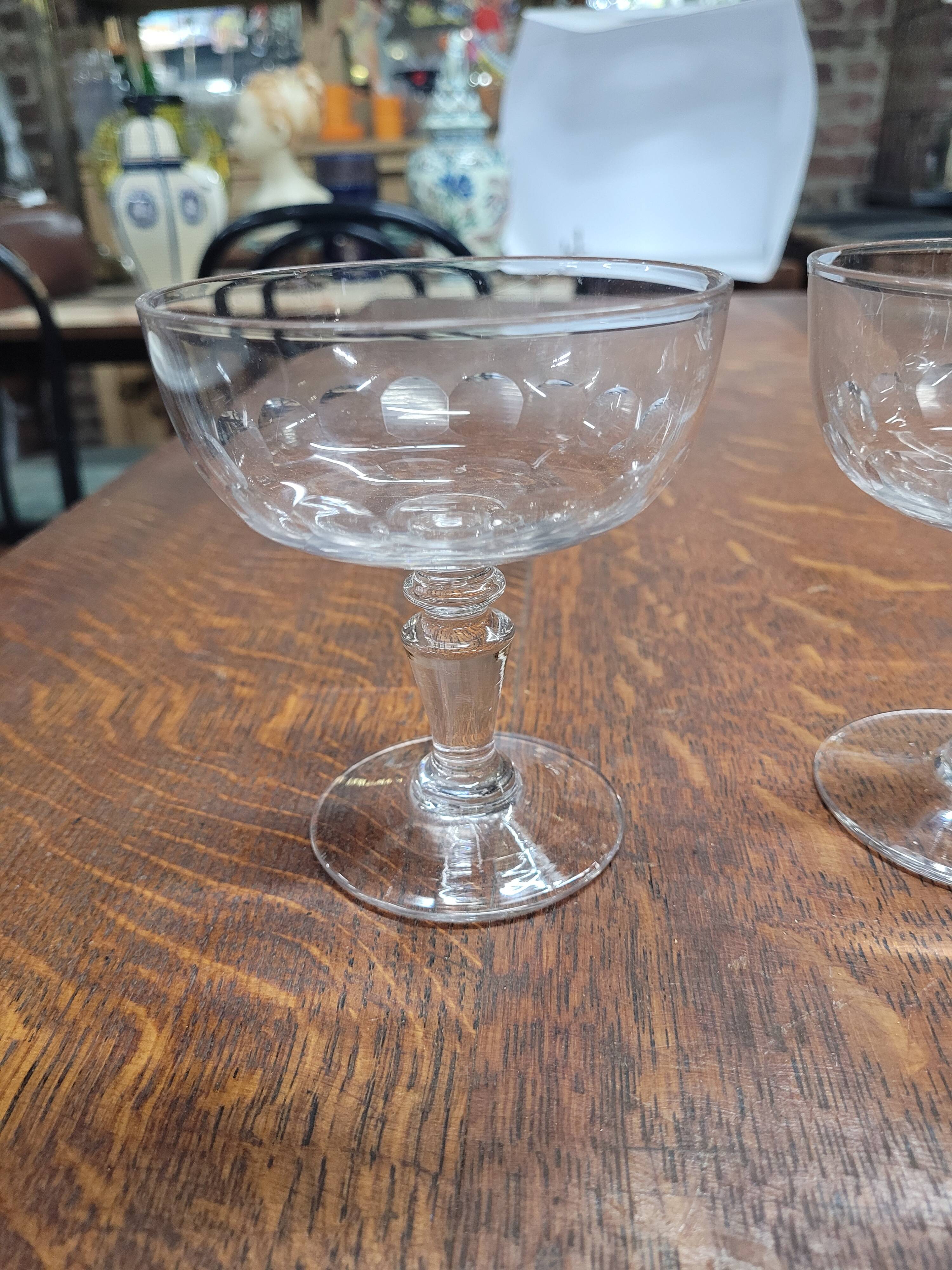 6 old champagne glasses