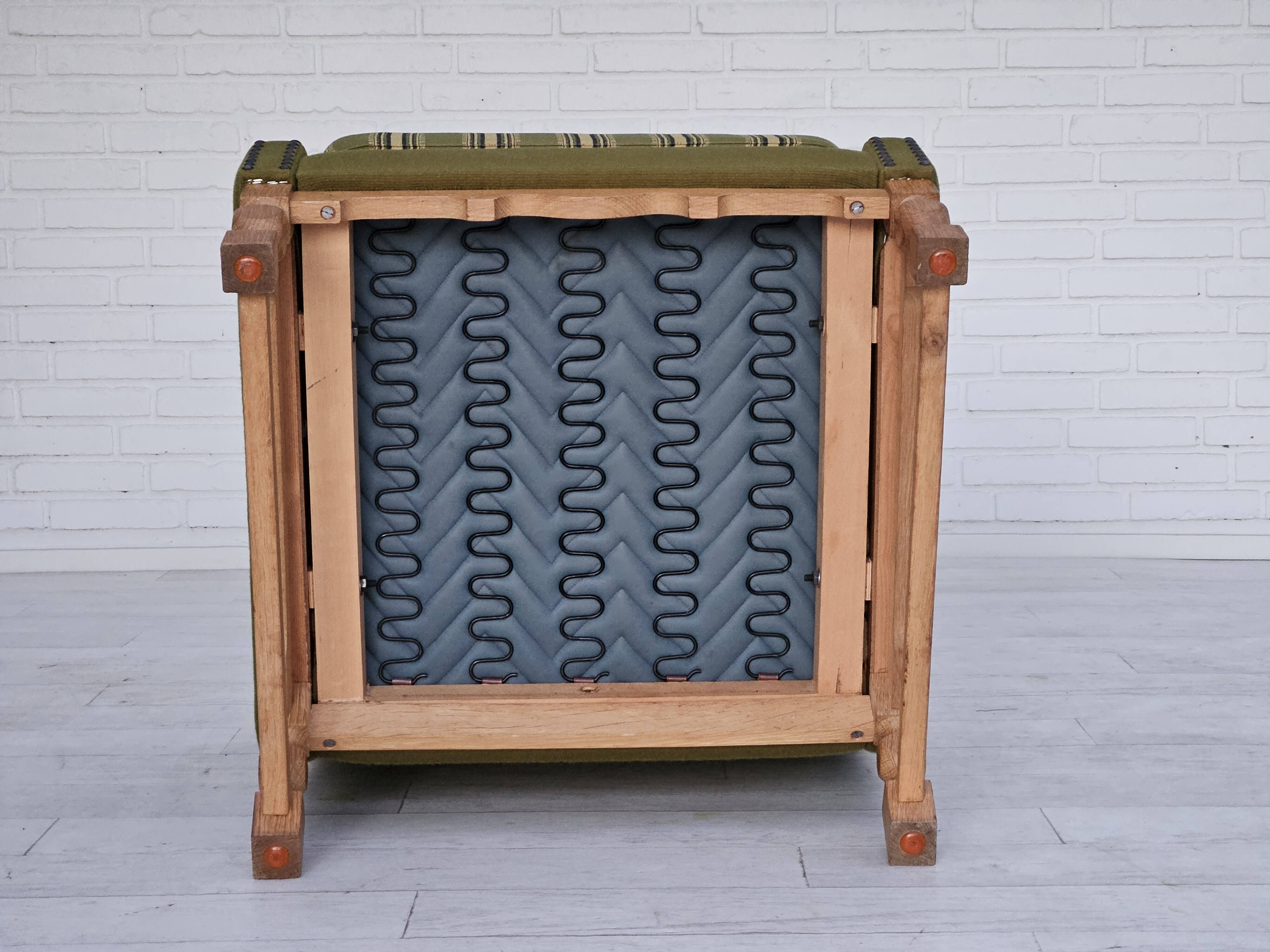 1970s, Danish lounge chair, wool, oak