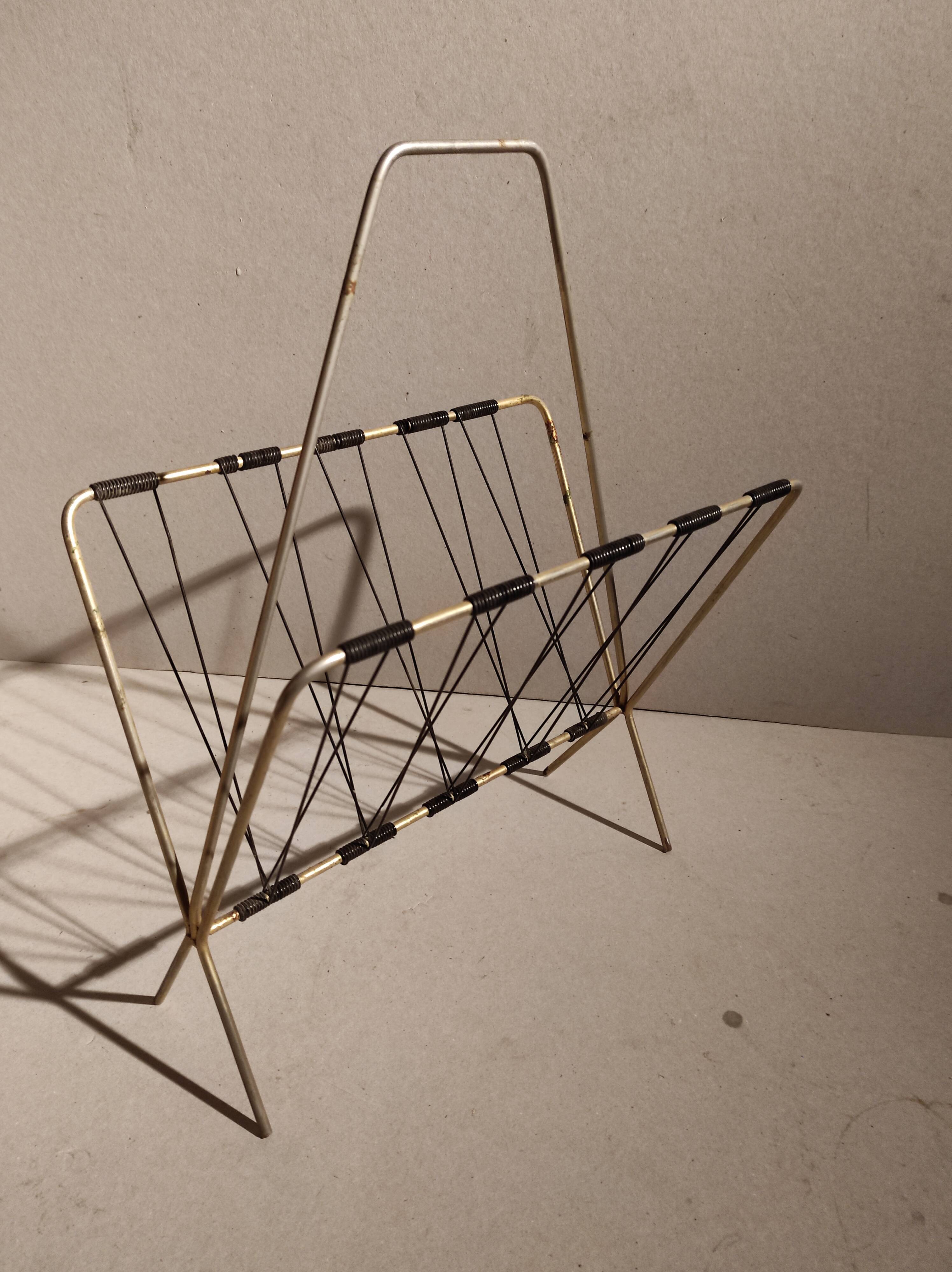 Vintage gold metal and black scoubidou magazine holders