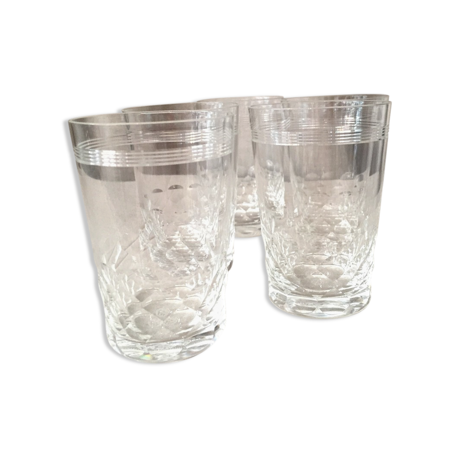 Suite of 5 cups in baccarat crystal model chauny