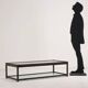 Antique wicker coffee table with double glass top, 20th century