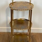 Round silver-plated brass table with triple eglomisé mirror tops from Maison Jansen.